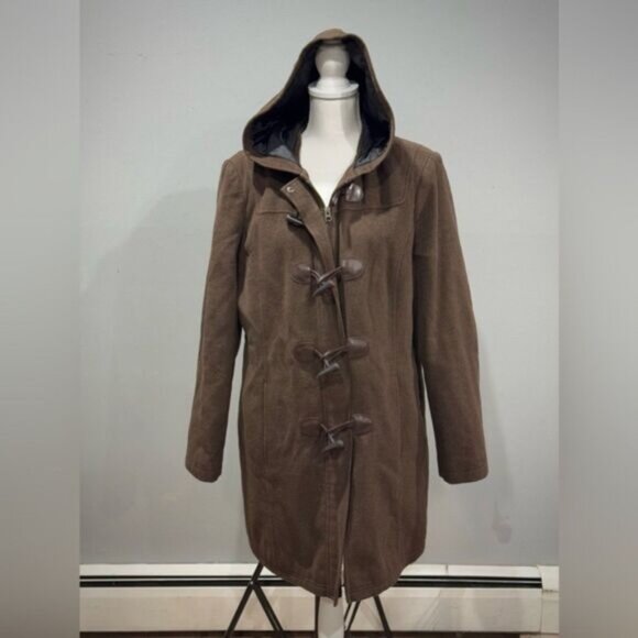 SALE! Brown Vintage L.L. Bean Hooded Duffel Coat Size L EUC - Picture 1 of 6